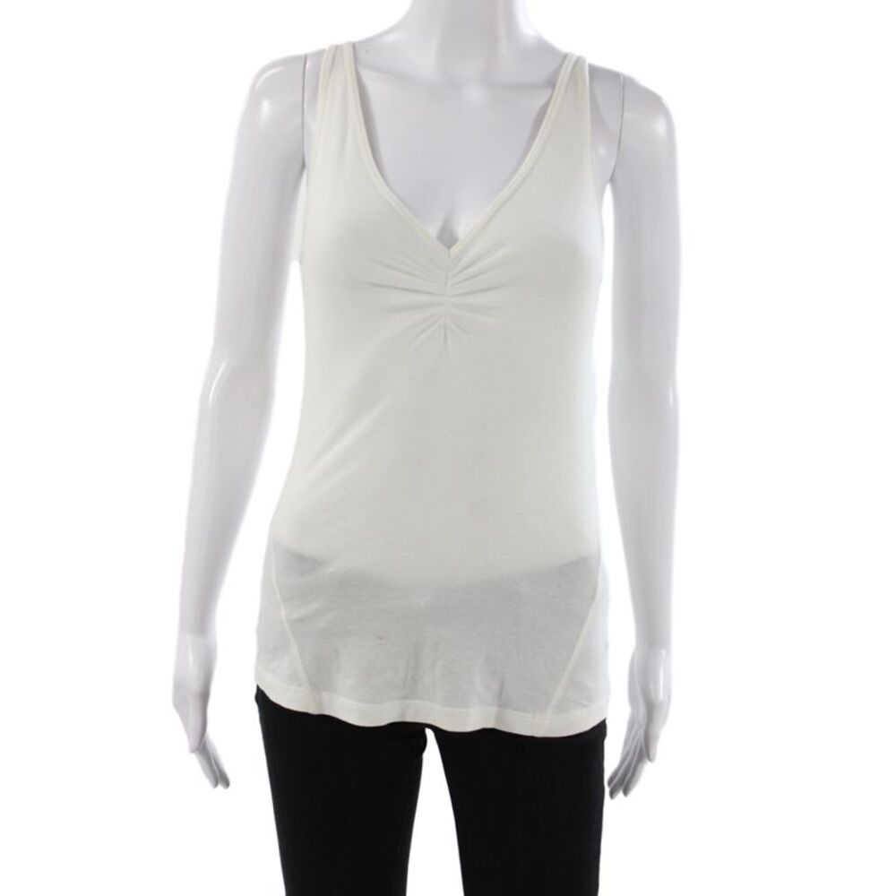 Brunello Cucinelli Women White V-Neck Basic Tank Cotton Sleeveless Size S